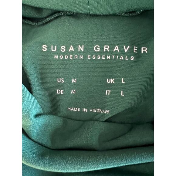 Susan Graver Emerald Green Liquid Knit Tunic Top A Line Turtleneck Size M NWOT - Picture 7 of 8